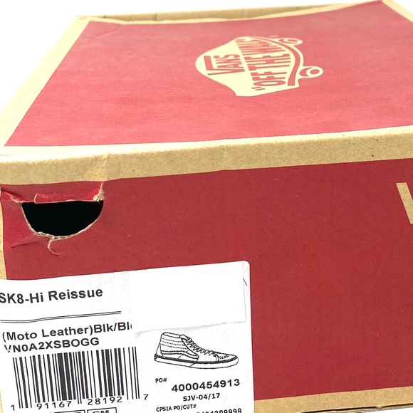 💖MEGA SALE💖VANS SK8-HI Reissue Moto Leather Black Kid’s 3.5 VN0A2XSBOGG - Picture 8 of 10